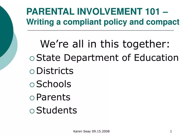 parental involvement 101 writing a compliant policy and compact