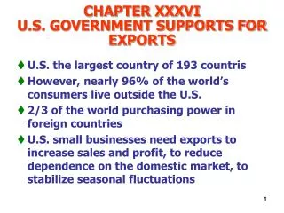 CHAPTER XXXVI U.S. GOVERNMENT SUPPORTS FOR EXPORTS