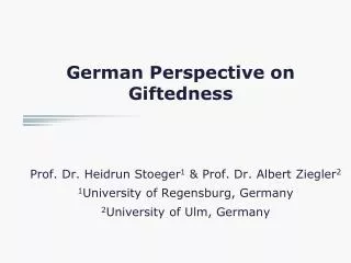 German Perspective on Giftedness