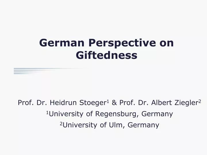 german perspective on giftedness