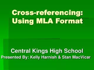 Cross-referencing: Using MLA Format
