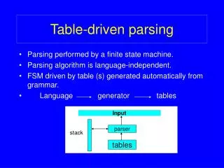 Table-driven parsing