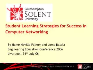 Student Learning Strategies for Success in Computer Networking