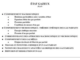 ÉTAT GAZEUX PLAN