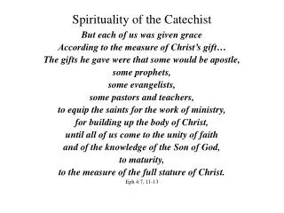 Spirituality of the Catechist