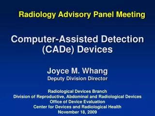 Radiology Advisory Panel Meeting