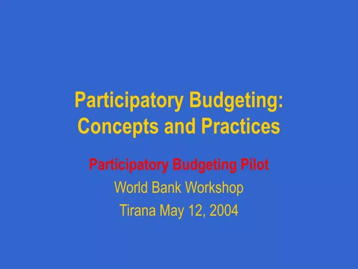 participatory budgeting concepts and practices