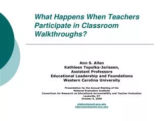 What Happens When Teachers Participate in Classroom Walkthroughs?
