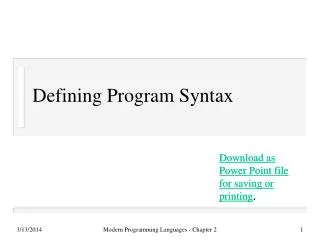 Defining Program Syntax
