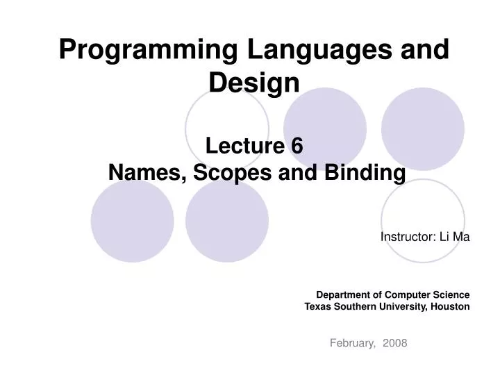 programming languages and design lecture 6 names scopes and binding