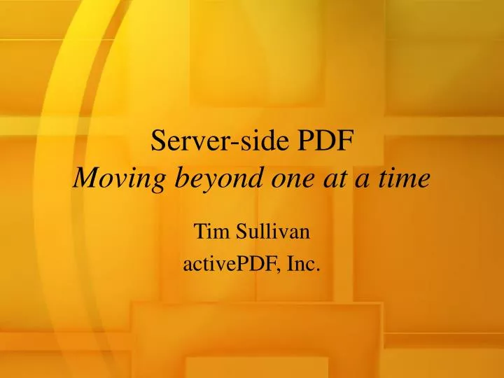 server side pdf moving beyond one at a time