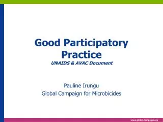 Good Participatory Practice UNAIDS &amp; AVAC Document