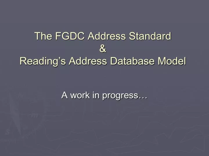 the fgdc address standard reading s address database model