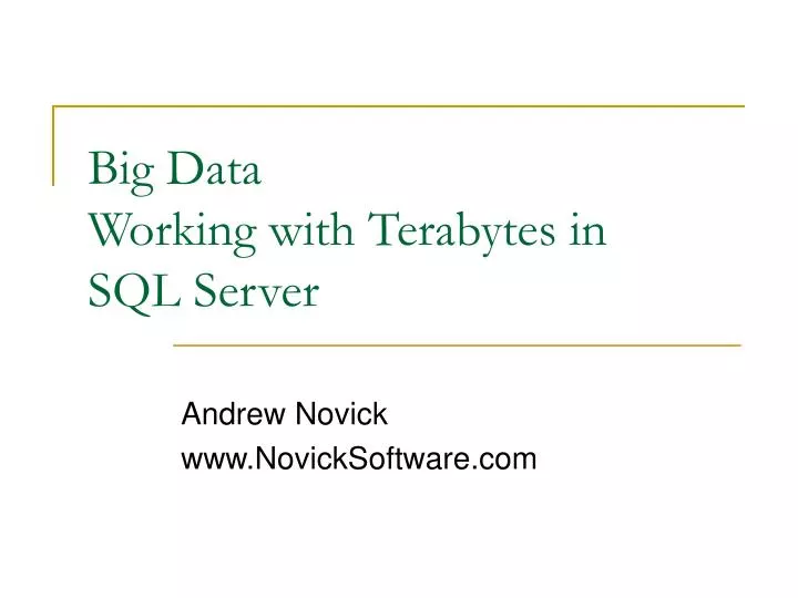 big data working with terabytes in sql server