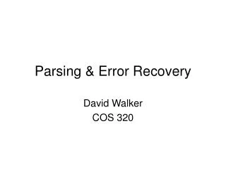 Parsing &amp; Error Recovery