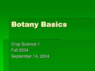 Botany Basics