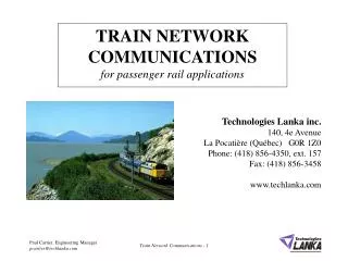 TRAIN NETWORK COMMUNICATIONS for passenger rail applications
