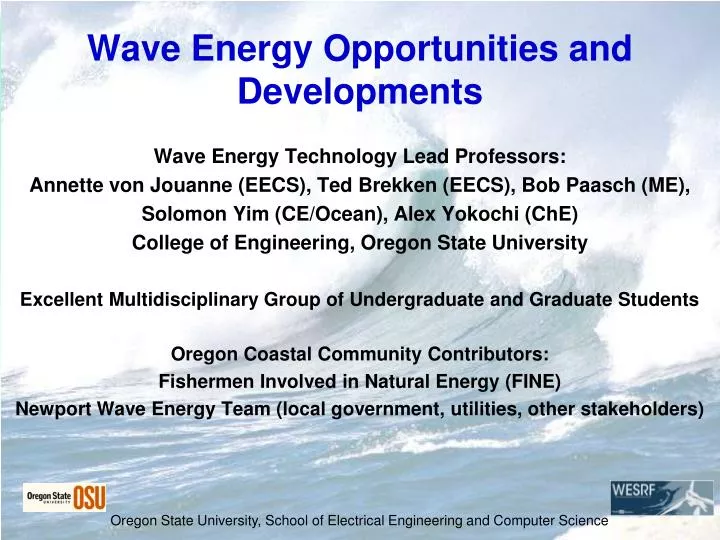 wave energy opportunities and developments