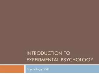 Introduction to Experimental Psychology