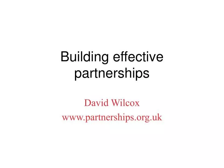 building effective partnerships