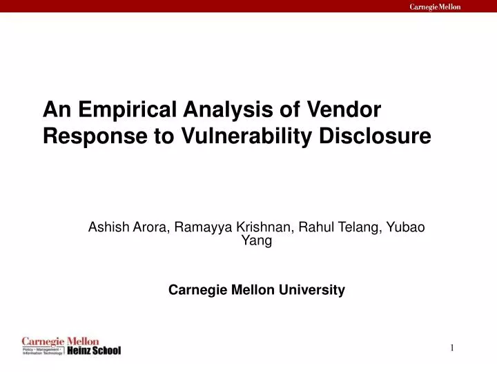 an empirical analysis of vendor response to vulnerability disclosure