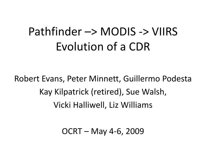 pathfinder modis viirs evolution of a cdr