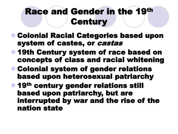 race and gender in the 19 th century
