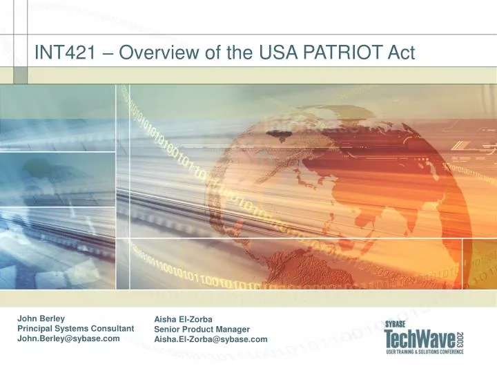 int421 overview of the usa patriot act