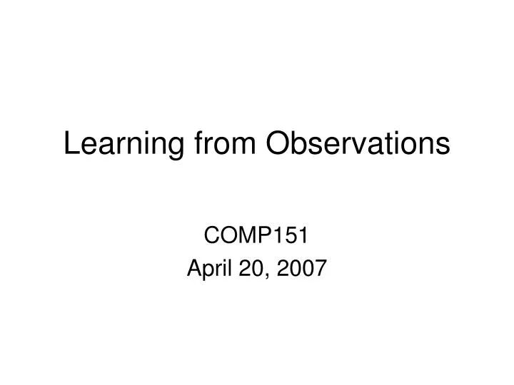learning from observations
