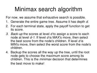 Minimax search algorithm