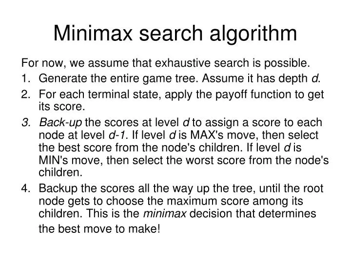 minimax search algorithm