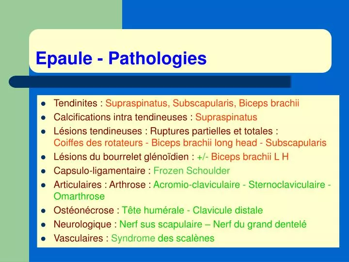 epaule pathologies