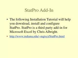 StatPro Add-In