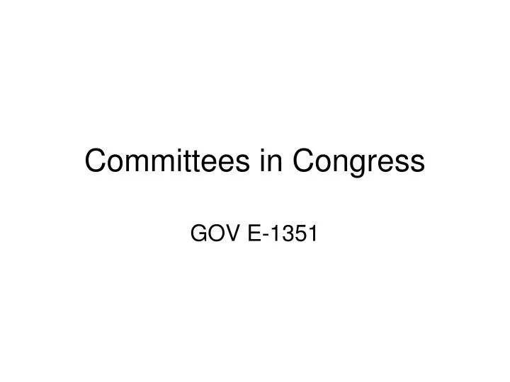 committees in congress