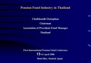 Pension Fund Industry in Thailand
