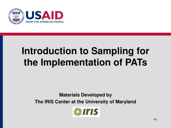 introduction to sampling for the implementation of pats