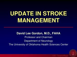 UPDATE IN STROKE MANAGEMENT