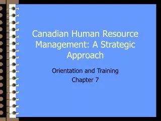 Canadian Human Resource Management: A Strategic Approach