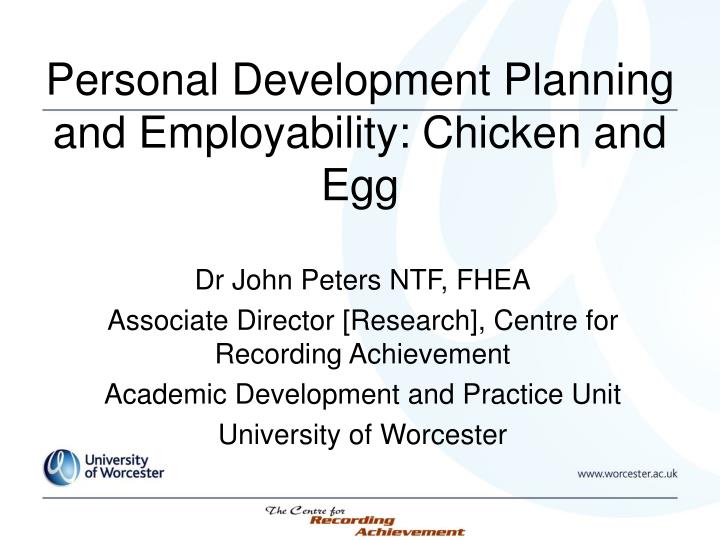 personal development planning and employability chicken and egg