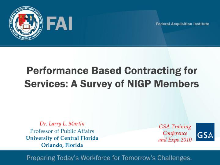 performance based contracting for services a survey of nigp members