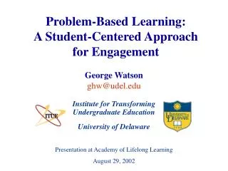 Problem-Based Learning: A Student-Centered Approach for Engagement