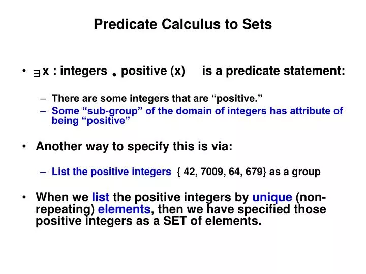 predicate calculus to sets