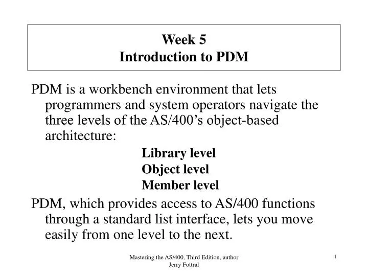 week 5 introduction to pdm