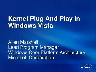 Kernel Plug And Play In Windows Vista