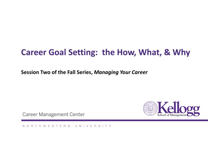 career goal setting the how what why