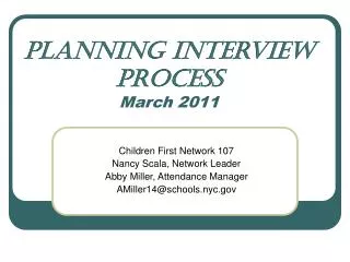 Planning Interview Process March 2011
