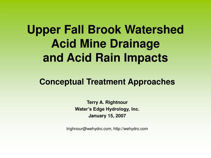 upper fall brook watershed acid mine drainage and acid rain impacts