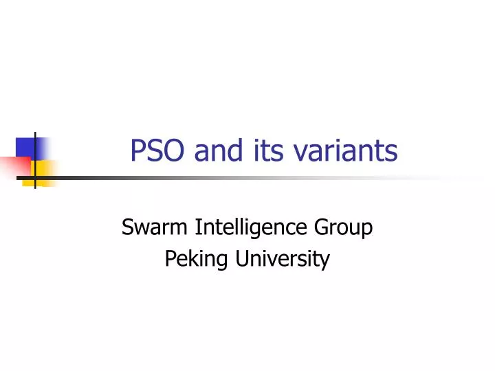 pso and its variants