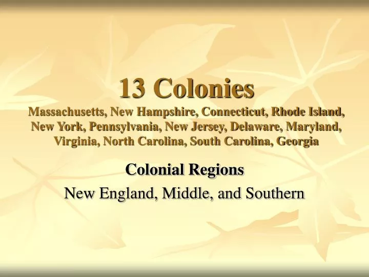 colonial regions new england middle and southern