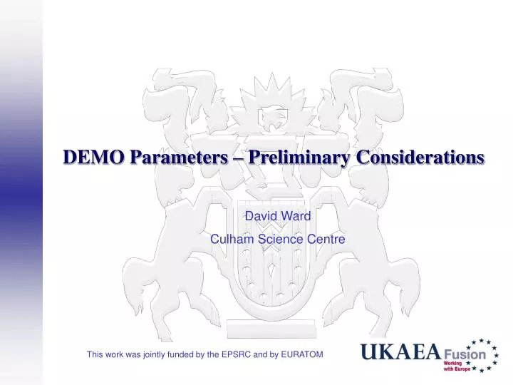 demo parameters preliminary considerations